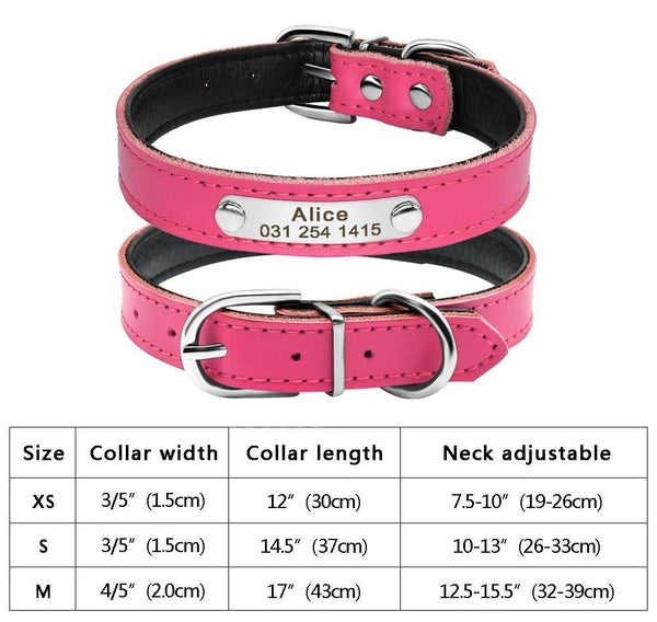 Custom Engraved Dog Collar, PU Leather Personalized Collars, Multi-Color - Rose and Black Color