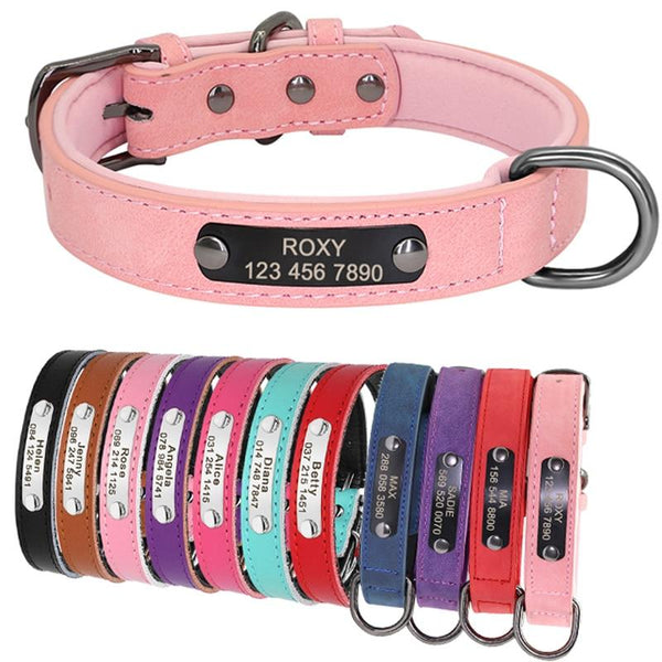 Custom Engraved Dog Collar, PU Leather Personalized Collars, Multi-Color