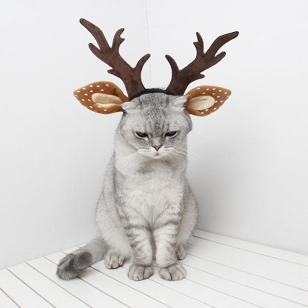 Pet Costume Antler Headbands Deer Cosplay for Cats, Dogs