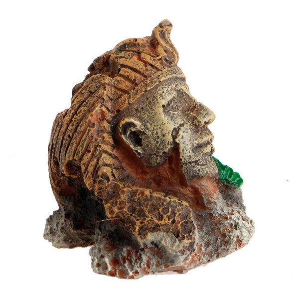 Resin Ancient Egyptian Pharaoh Sphinx Head Ruins Statue Aquarium Decorations