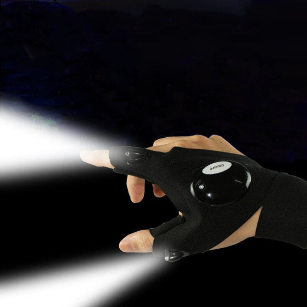 Night Light Waterproof Fishing Gloves with LED Flashlight