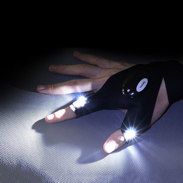 Night Light Waterproof Fishing Gloves with LED Flashlight