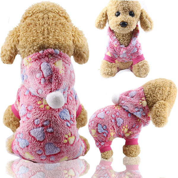 Colorful Soft & Warm Flannel Dog Jumpsuit Pajamas Clothing for Dogs