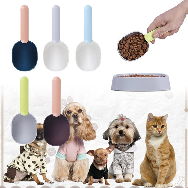 Multifunctional Pet Feeding, Measuring Spoon, Food Portioning Cup, Curved Design - For Dogs, Cats