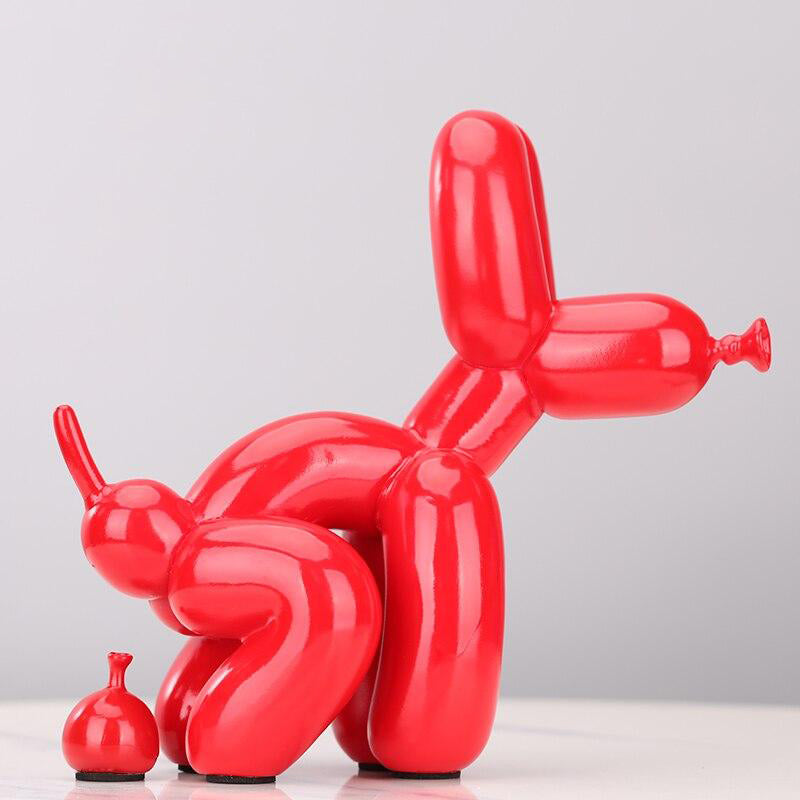 Funny Pooping Balloon Poodle Figurine - Red