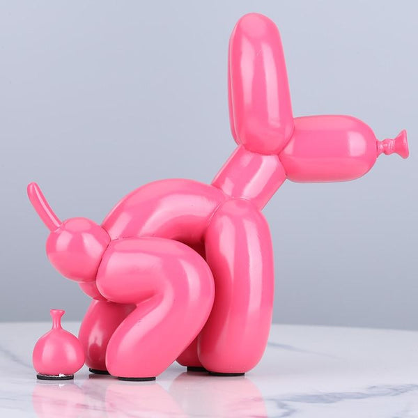 Funny Pooping Balloon Poodle Figurine - Cherry