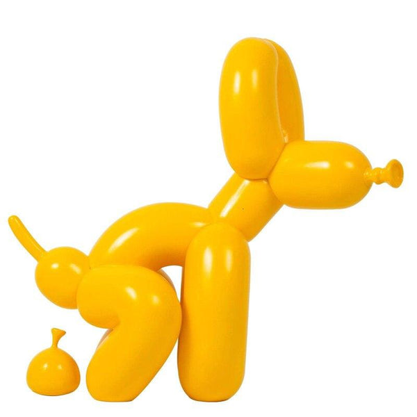 Funny Pooping Balloon Poodle Figurine - Yellow