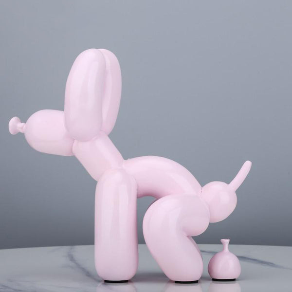 Funny Pooping Balloon Poodle Figurine - Pink