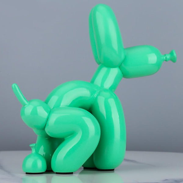 Funny Pooping Balloon Poodle Figurine - Green
