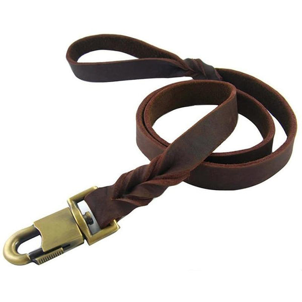 Strong Leather Dog Leash Durable Handmade Braided Lead 0.5-1.5m Length