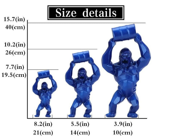 Barrel Gorilla Figurine - Dimensions