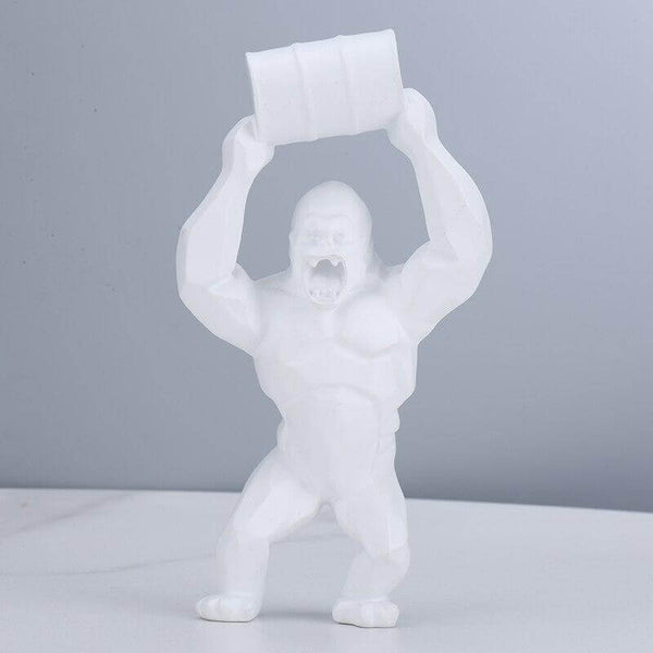 Barrel Gorilla Figurine - White Color
