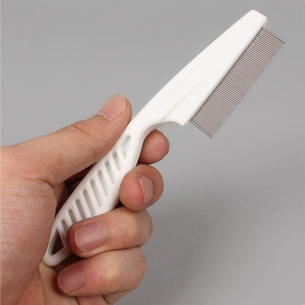 Pet Hair Grooming Stainless Steel Fine Tooth Comb Brush Tool - Ergonomic Handle