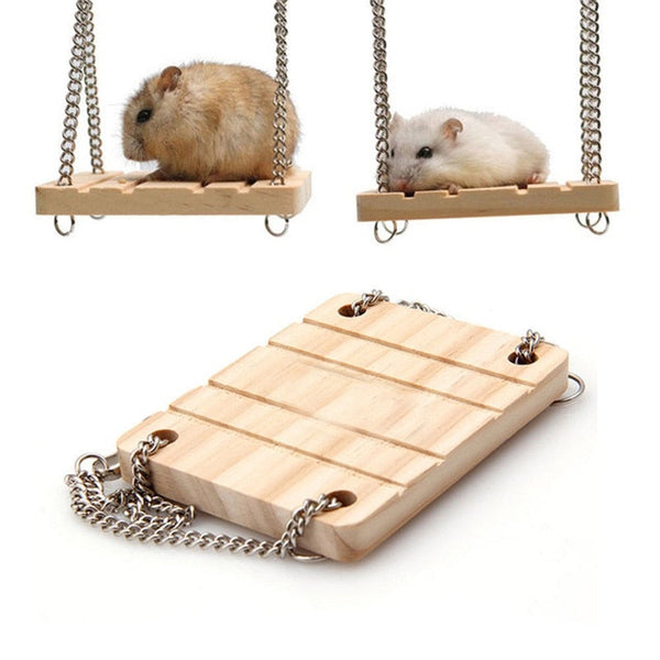 Small Animals Hamster, Chinchilla Wooden Swing Hanging Rest Toys
