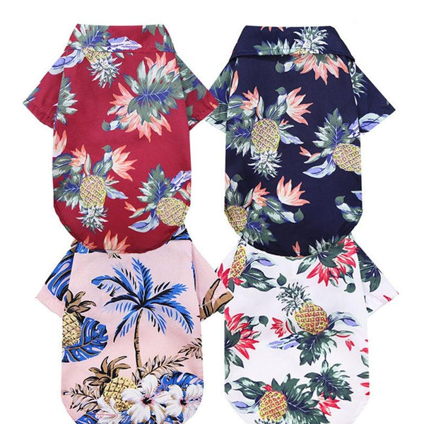 Summer Beach Floral Design Clothes Shirts for Cats and Small Dogs, Hawaii T-Shirt for Pets - Clothing