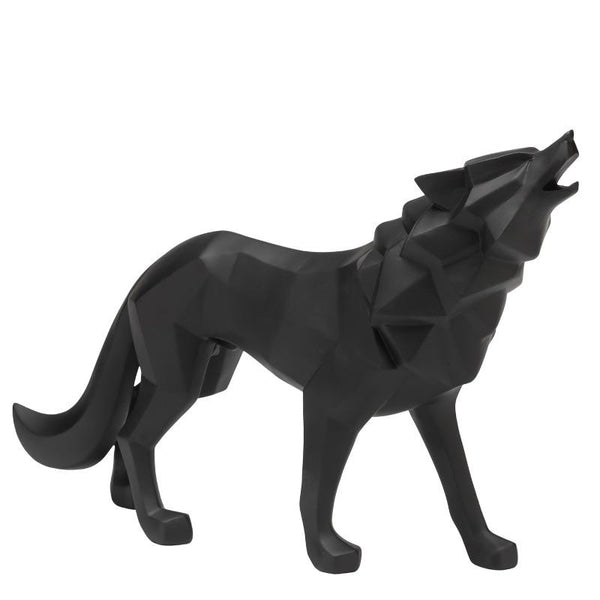 Howling Wolf Decor Statue - Black Color