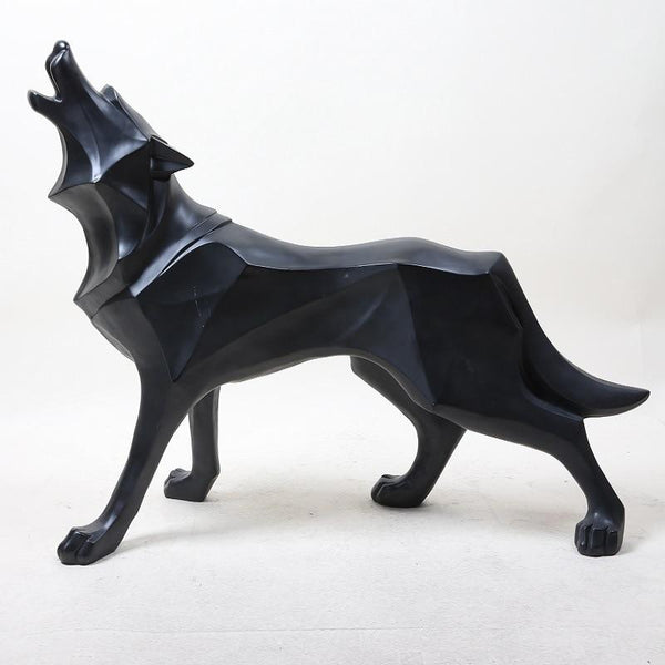 Howling Wolf Decor Statue - Black Color