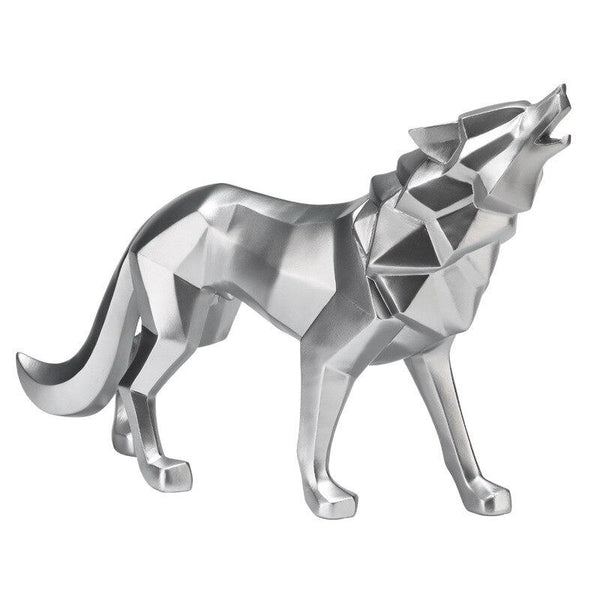 Howling Wolf Decor Statue - Silver Color