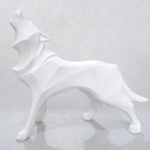 Howling Wolf Decor Statue - White Color
