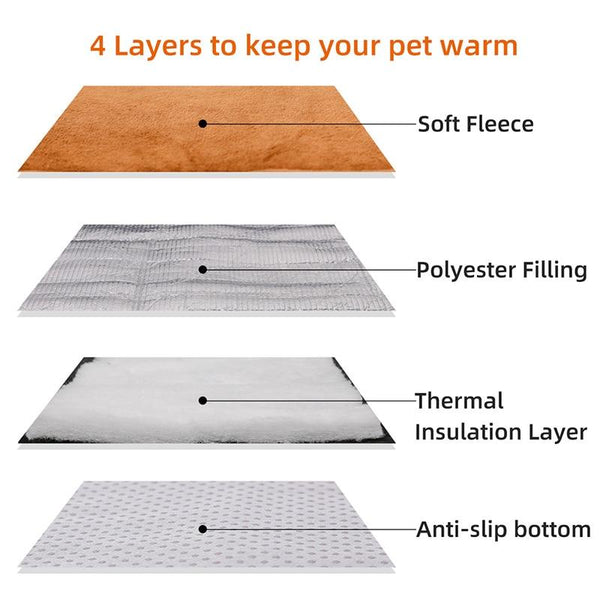 Soft Fleece Self Heating Insulated Pet Bed Mat - Layers