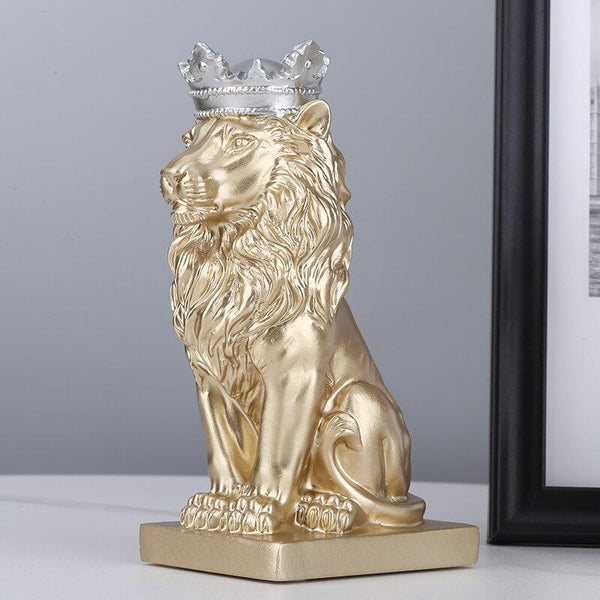 King Lion Resin Statue - Gold Color