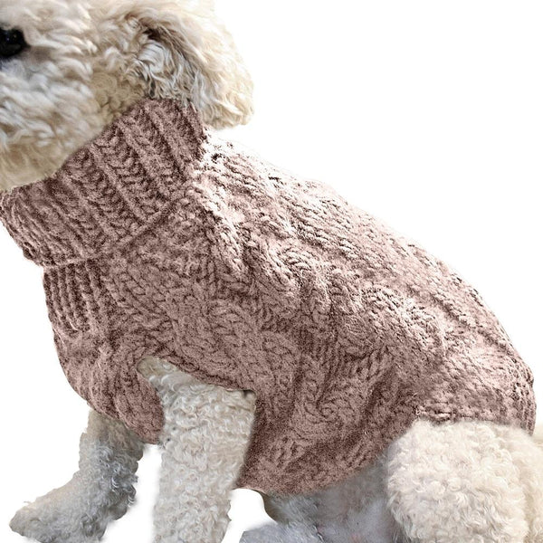 Knitted Pullover Sweatshirt for Dogs - Brown Color