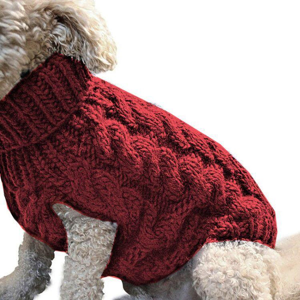 Knitted Pullover Sweatshirt for Dogs - Red Color