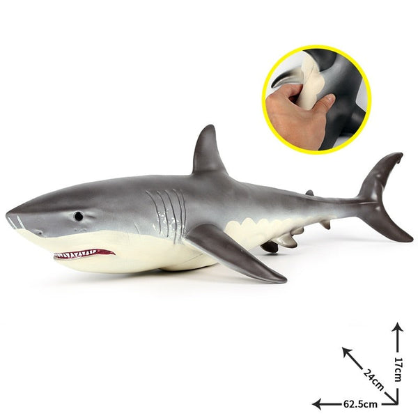 Large Size Soft Great White Shark Action Figure Lifelike Model Sea Life Educational Toys