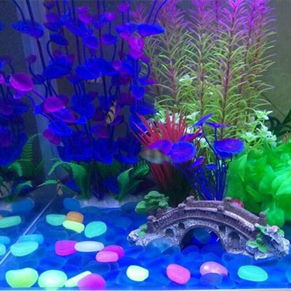 Glow In The Dark Luminous Pebble Stones Fish Tank Aquarium Decoration