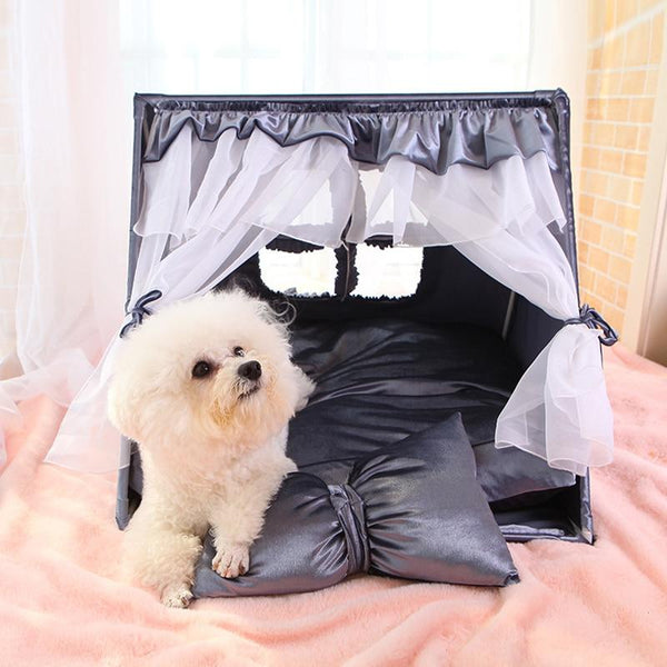 Pet Luxury Tent with Mat Cushion Cat, Dog Bed Condo House Shelter