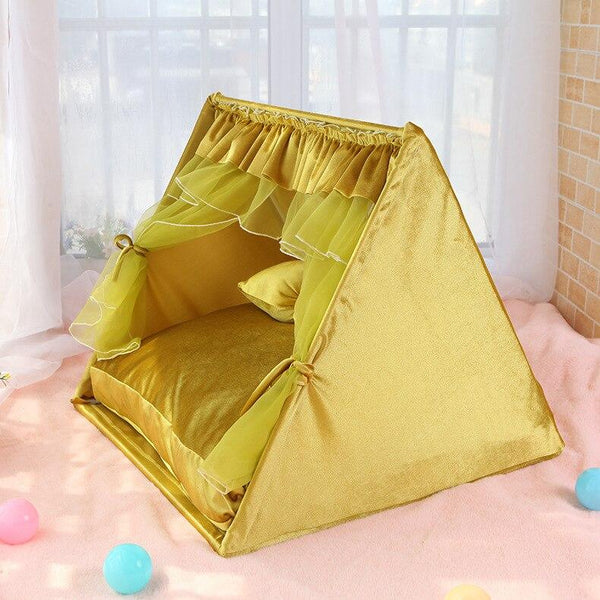 Pet Luxury Tent with Mat Cushion Cat, Dog Bed Condo House Shelter