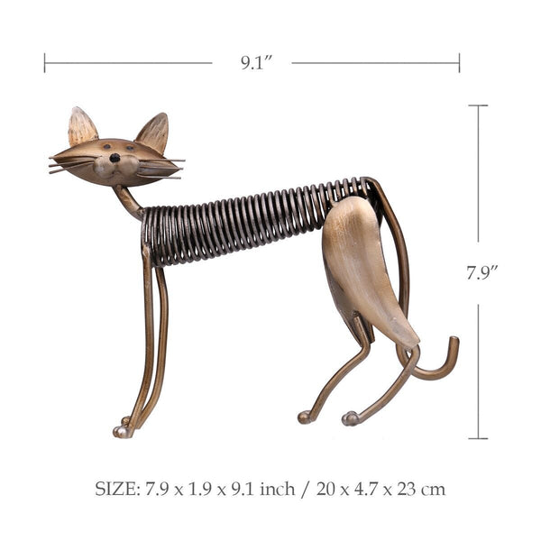 Iron Cats Figurines Handmade Metal Sculpture
