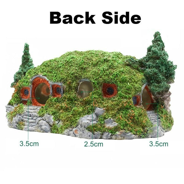 Moss Covered Forest Hut Resin Model Aquarium Fish Tank Decoration Lascaping Ornament