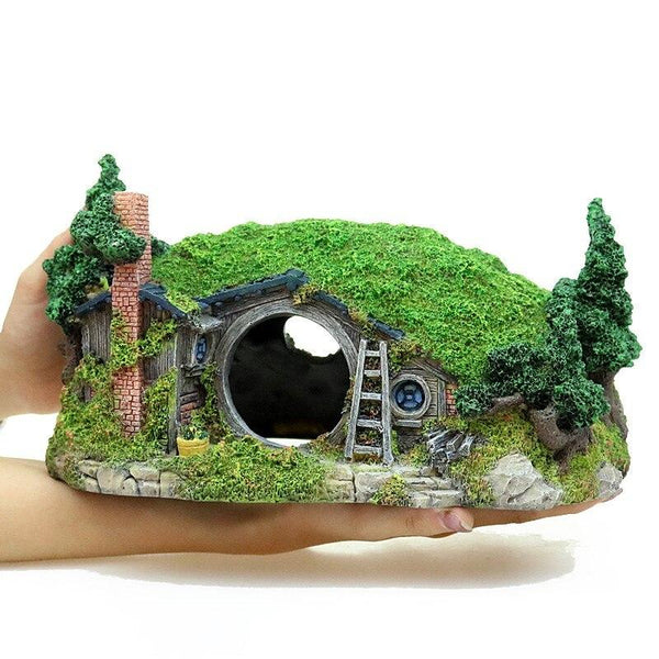 Moss Covered Forest Hut Resin Model Aquarium Fish Tank Decoration Lascaping Ornament