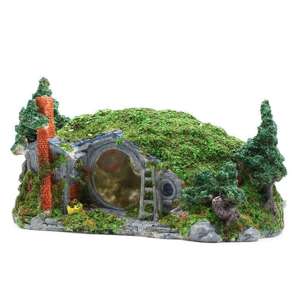 Moss Covered Forest Hut Resin Model Aquarium Fish Tank Decoration Lascaping Ornament