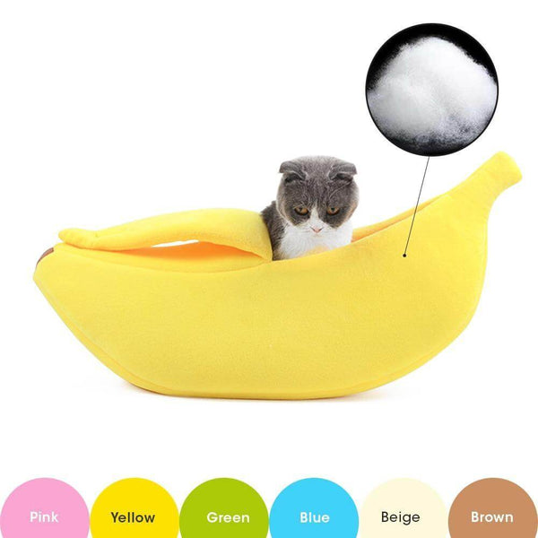Multicolor banana shaped beds for pets