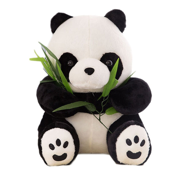 Panda with Bamboo Leaves Plush Toy Birthday Gift Soft Stuffed Animal Doll