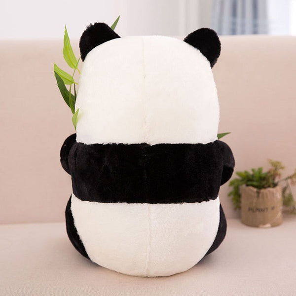 Panda with Bamboo Leaves Plush Toy Birthday Gift Soft Stuffed Animal Doll