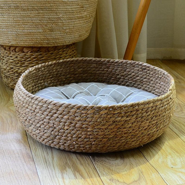 Pet Basket Bed Nest Natural Fiber Woven Cat, Dog Sleeping Beds