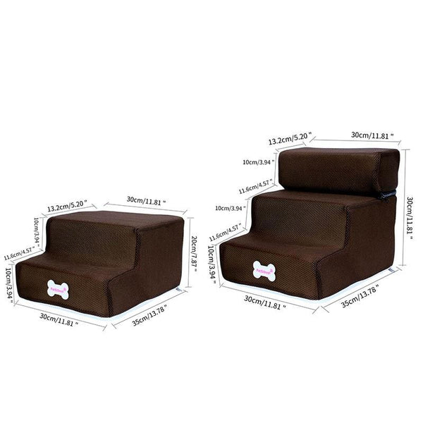 Pet Stairs 2/3 Steps Dog Cat House Sofa Bed Ladder Stairs - Brown Color