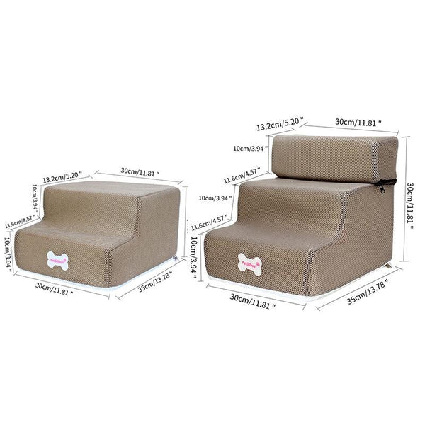 Pet Stairs 2/3 Steps Dog Cat House Sofa Bed Ladder Stairs - Light Brown Color