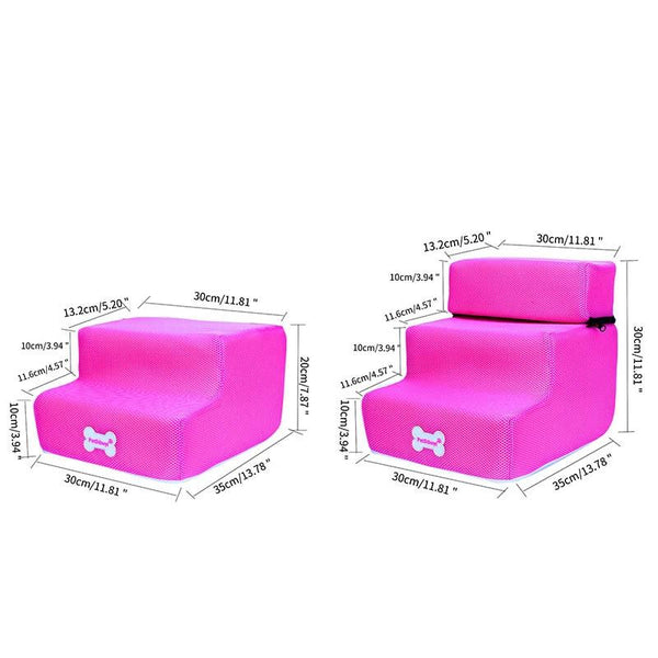Pet Stairs 2/3 Steps Dog Cat House Sofa Bed Ladder Stairs - Pink Color