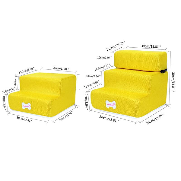 Pet Stairs 2/3 Steps Dog Cat House Sofa Bed Ladder Stairs - Yellow Color