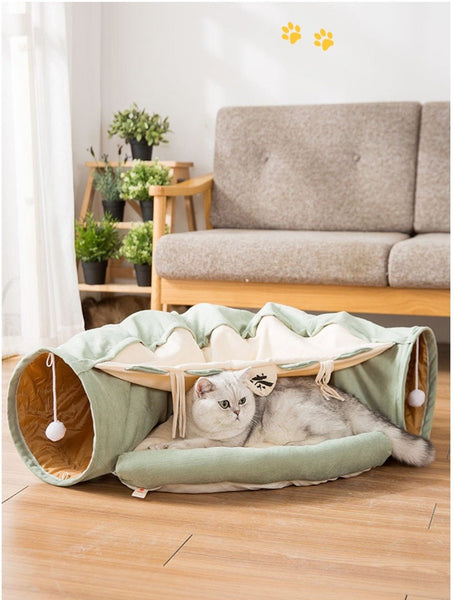 Cats Tunnel Shelter with Cushion Bed and Hammock