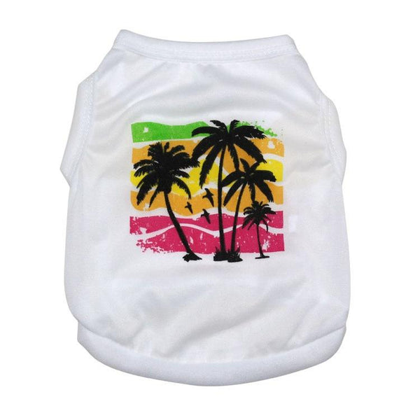 Pets Printed Summer T-shirt - White Palm Trees