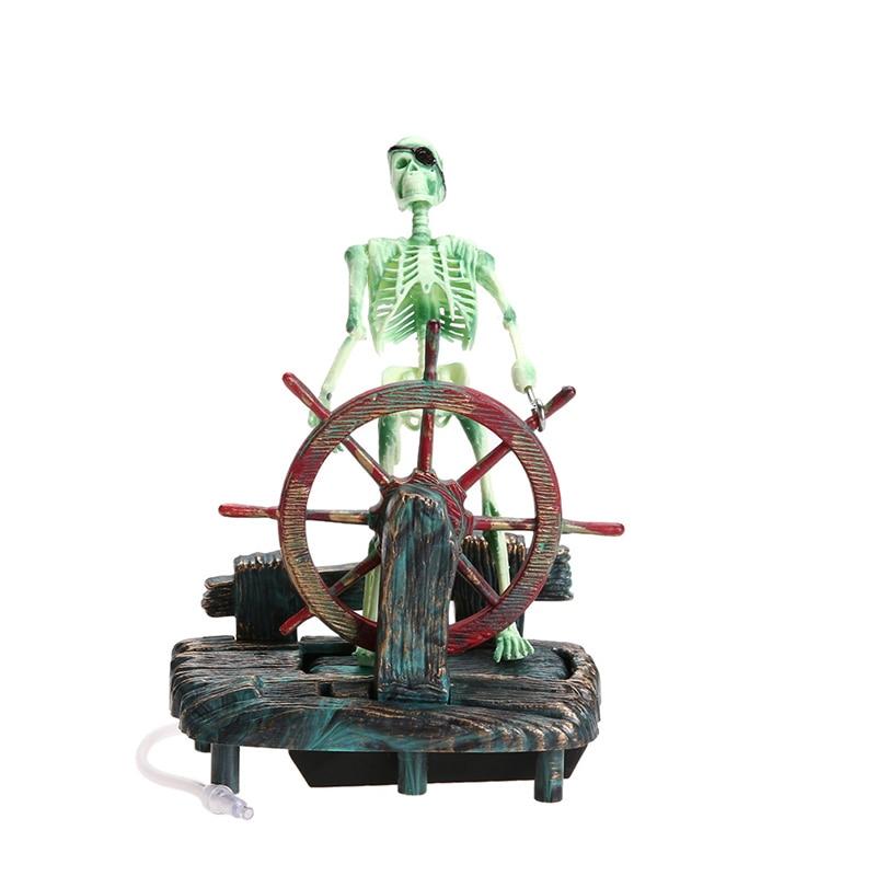 Pirate Captain Skeleton Resin Aquarium Landscape Decoration Statue