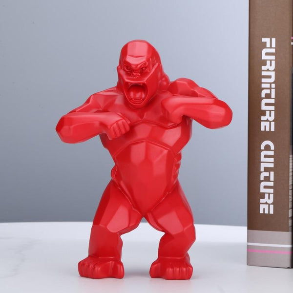 Pounding Gorilla Figurine - Red Color