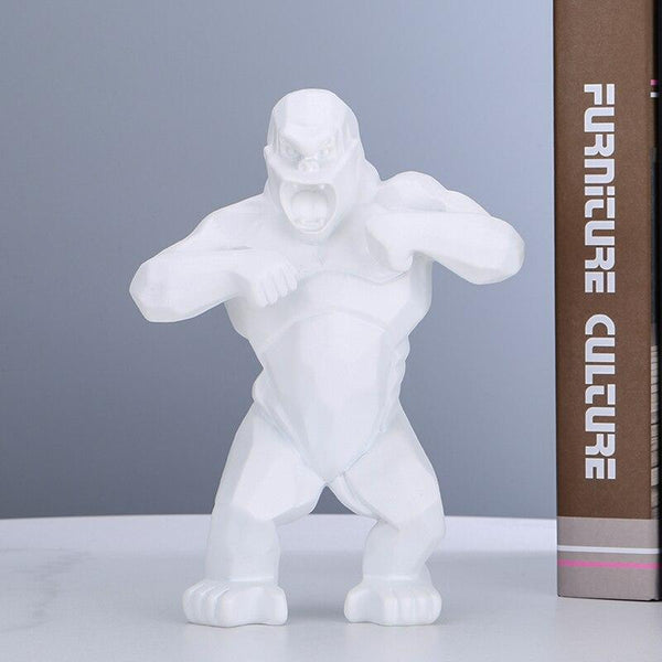 Pounding Gorilla Figurine - White Color