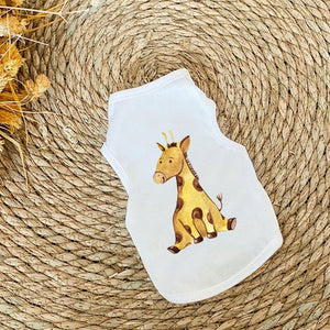 Cute Printed Summer Pet T-shirt - White Giraffe