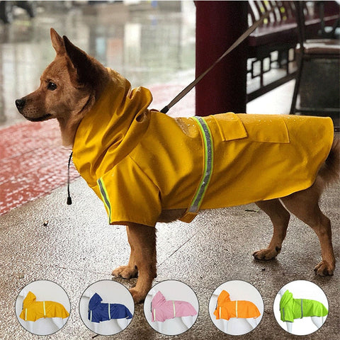 Dog Raincoat Reflective Waterproof Jacket Outdoor Pet Clothes